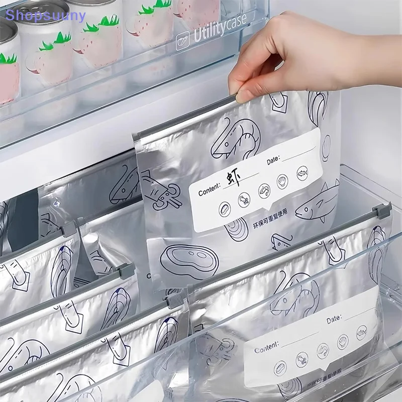 [SU]10Pcs/Bag Self Seal Reusable Aluminum Foil Fresh-keeping Bags Avoid Light Thickened Packaging Bag Food Fruit Storage Bag[SU]
