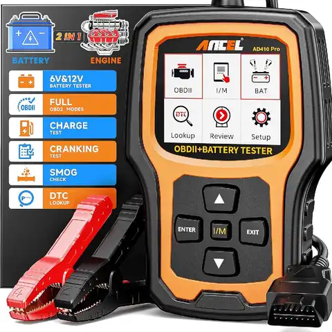 코드 리더 + 배터리 테스트 체크 엔진 (풀 OBD2 기능 포함) 자동차 진단 도구 OBD2 자동차 스캐너 ANCEL AD410 PRO