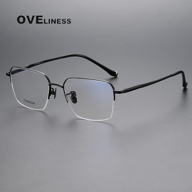 

Vintage Titanium Glasses Frame Men Square Retro Myopia Prescription Optical Eyeglasses Frame male full Luxury Brand Eyewear