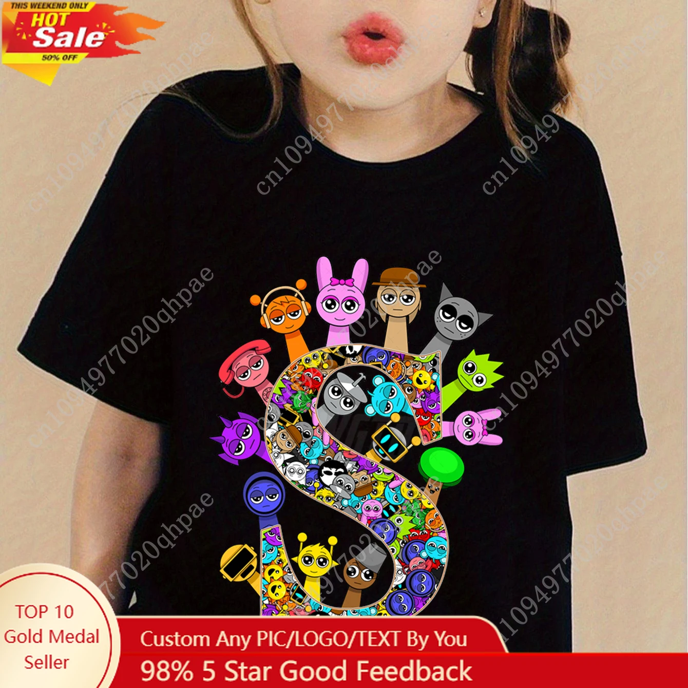 

Sprunki Alphabet T-Shirt Boys Girls Cartoon Sprunki A-Z 26 Letters Short Sleeve Crew Neck Fashion T-shirts Kids Sprunki Tshirt