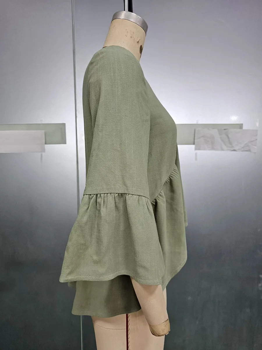 2026 Elegante moda sexy casual nuova camicia retrò con scollo a V pullover top abbigliamento femminile T-shirt