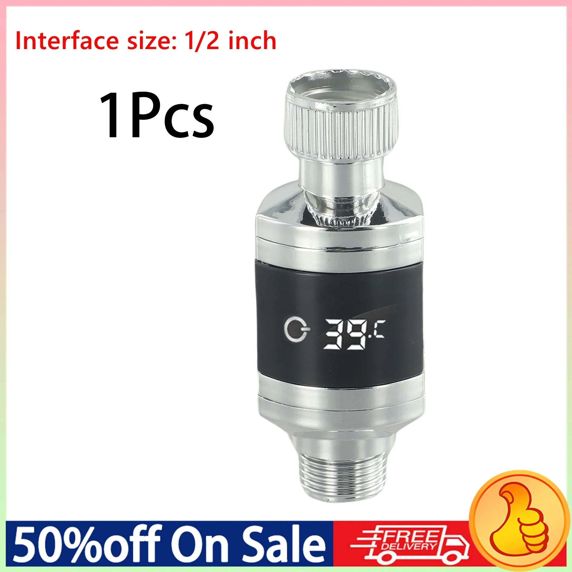 

Термометр Светодиодный термометр 1/2 дюйма ABS Регулируемый для 1/2 дюйма водопроводных труб Светодиодный термометр для душа 1/2 дюйма ABS