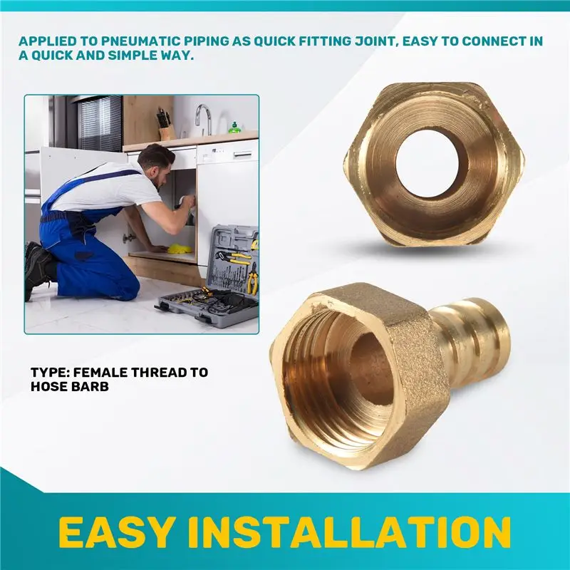 12Mm Hose Barb 1/2BSP Female Thread Quick Joint Connector Adapter Gold-A21R