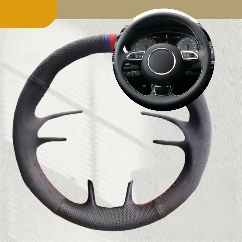 

Автомобильный чехол на руль для Audi A3 A4 A5 A6 A7 Allroad RS S6 S7 S8 Замшевый кожаный нескользящий автомобильный аксессуар на руль
