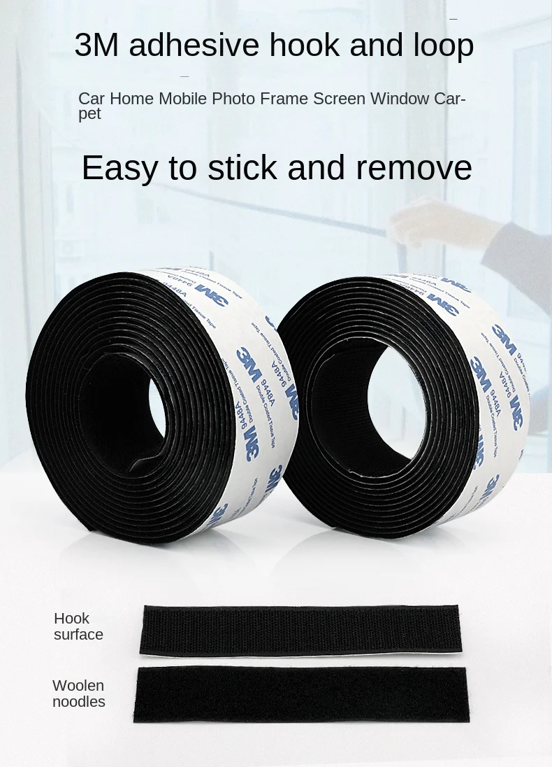 3M 9448a Black Double-Sided Automatic Adhesive 3m 16-38mm Strong Non-Trace High Temperature Resistant Hook and Fastener Tape view 3