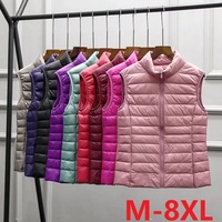 2025 White Duck Down Jacket Women Vest Autumn Winter Sleeveless Waistcoat Warm Lightweight Puffer Jacket Female Tops Outwear 8XL