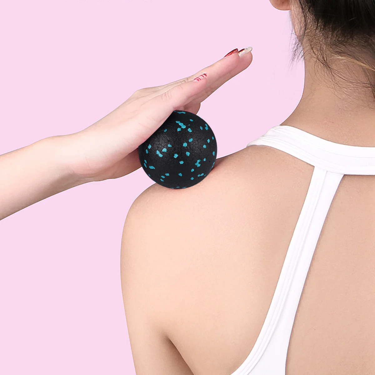 

2Pcs Yoga Massage Ball Sturdy Fitness Ball Exercise Tool Lightweight for Stretching Pink Green Dot Pattern