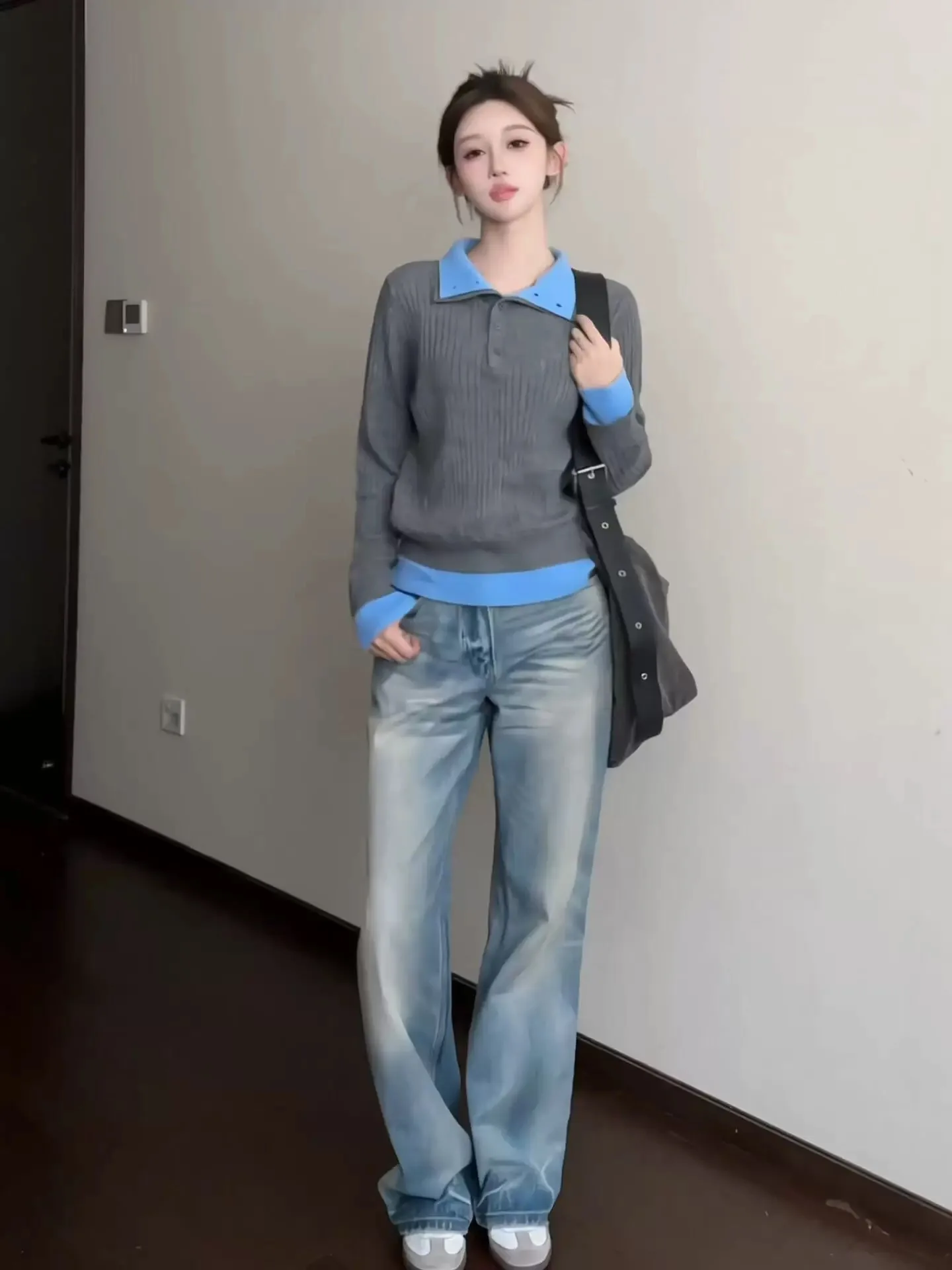 

Корейский свободный вязаный свитер с высоким воротником для женщин, зимняя внутренняя одежда с воротником-глазом, европейский топ