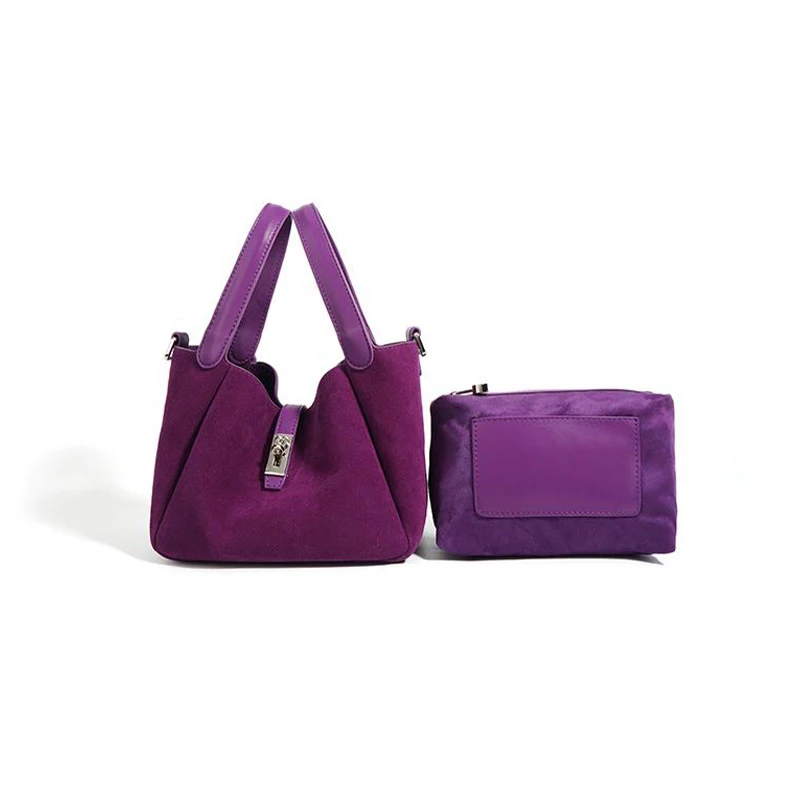 

Осенне-зимняя высококачественная замшевая кожаная сумка на плечо из воловьей кожи, сумка-корзина, простые пригородные универсальные сумки через плечо, новинка 2024 года