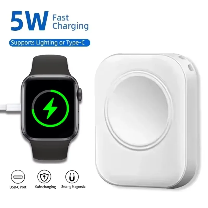Fast Magnetic Wireless Charger For Apple Watch Ultra SE 9 8 7 6 5 3 2 1 Chargers Dock Adapter Type C 8pin Two Interface Charging