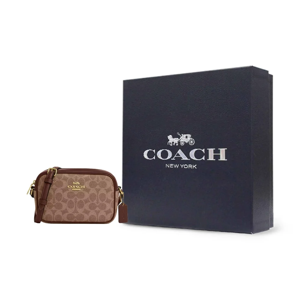 COACH Jamie Coated Canvas Camera Bag, Crossbody Bag, Shoulder Bag Small Women's Tan & Brown CY752-IMXHE