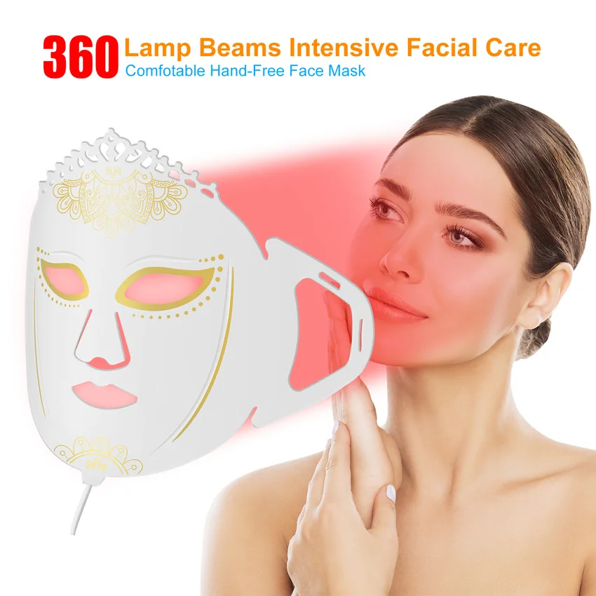 Masque facial aste à LED, 7 couleurs, thérapie photonique PDT, raffermissement et blanchiment de la peau, beauté du visage, machine qualifiée ale, faisceaux de lampe, 360 pièces