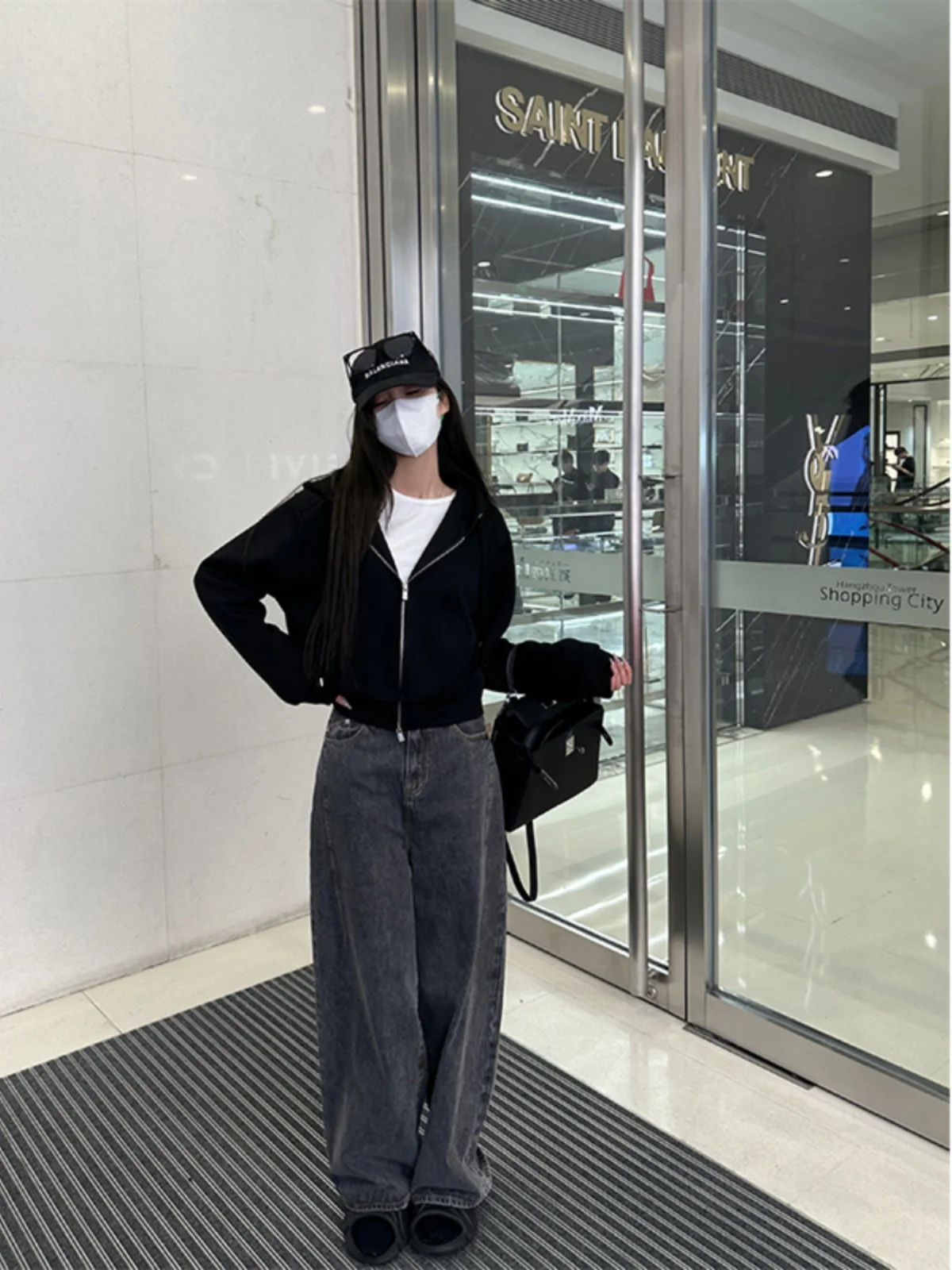 

Джинсы An'an с высокой талией, прямые, свободного кроя, повседневные, длинные, широкие, джинсовые, для женщин