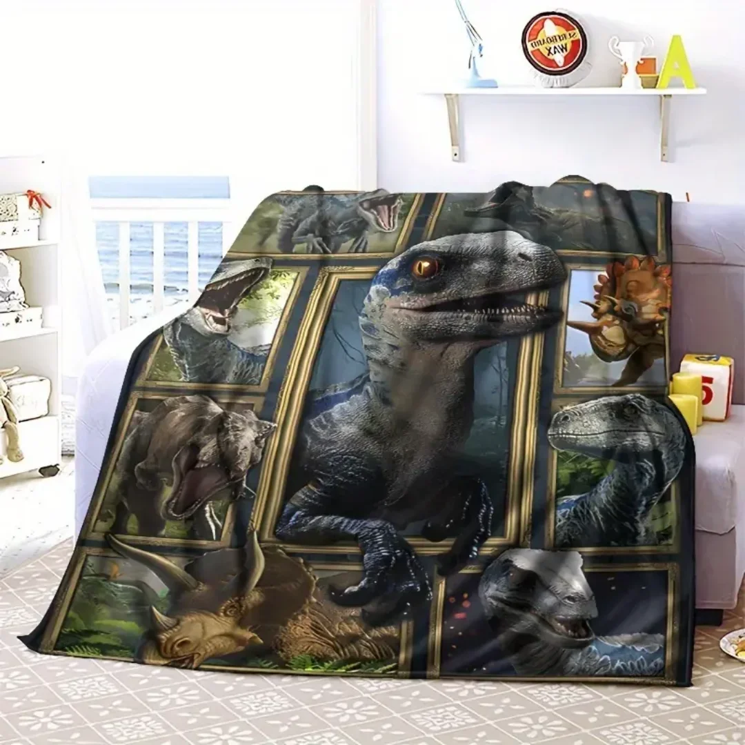 1pc Blankets Jurassic Dinosaurs Printed Flannel Blanket Quality Soft Warm Throw Blanket Winter Kids Couch Bed Fluffy Bedspread