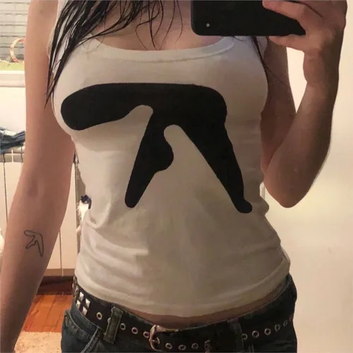 Aphex Twin Sweetheart Corset Halter gótico Punk camiseta sin mangas Harajuku Rock Metal concierto Show Club Sexy Vinatge camisetas sin mangas
