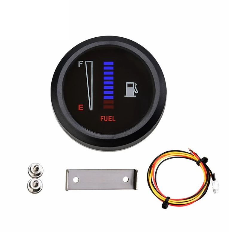 12V 2Inch 52Mm Ultra Thin Car Motorcycle Fuel Level Meter Gauge Electronic 8 LED Light,Fuel Gauge