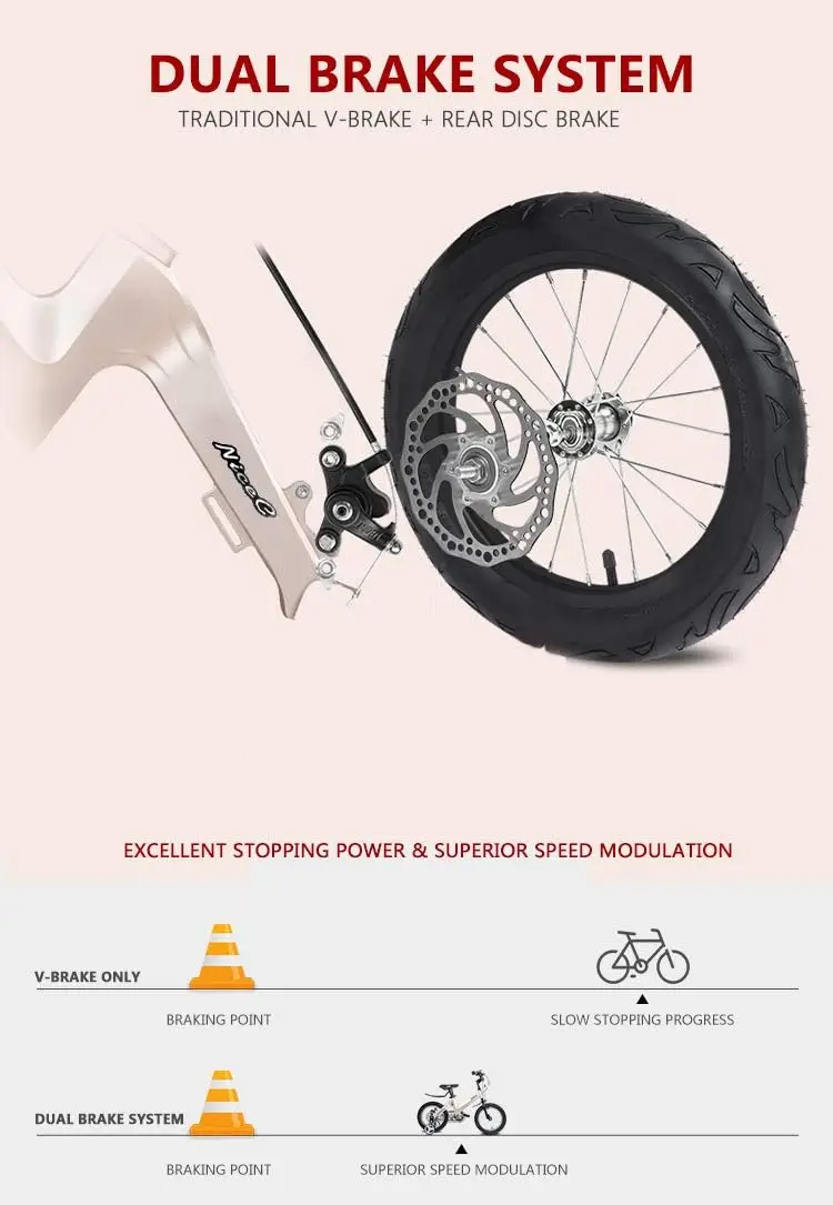 Trainingswielfiets, kinderfiets jongens meisjes, BMX Mountain met dubbele schijfrem 12-14-16-18 inch