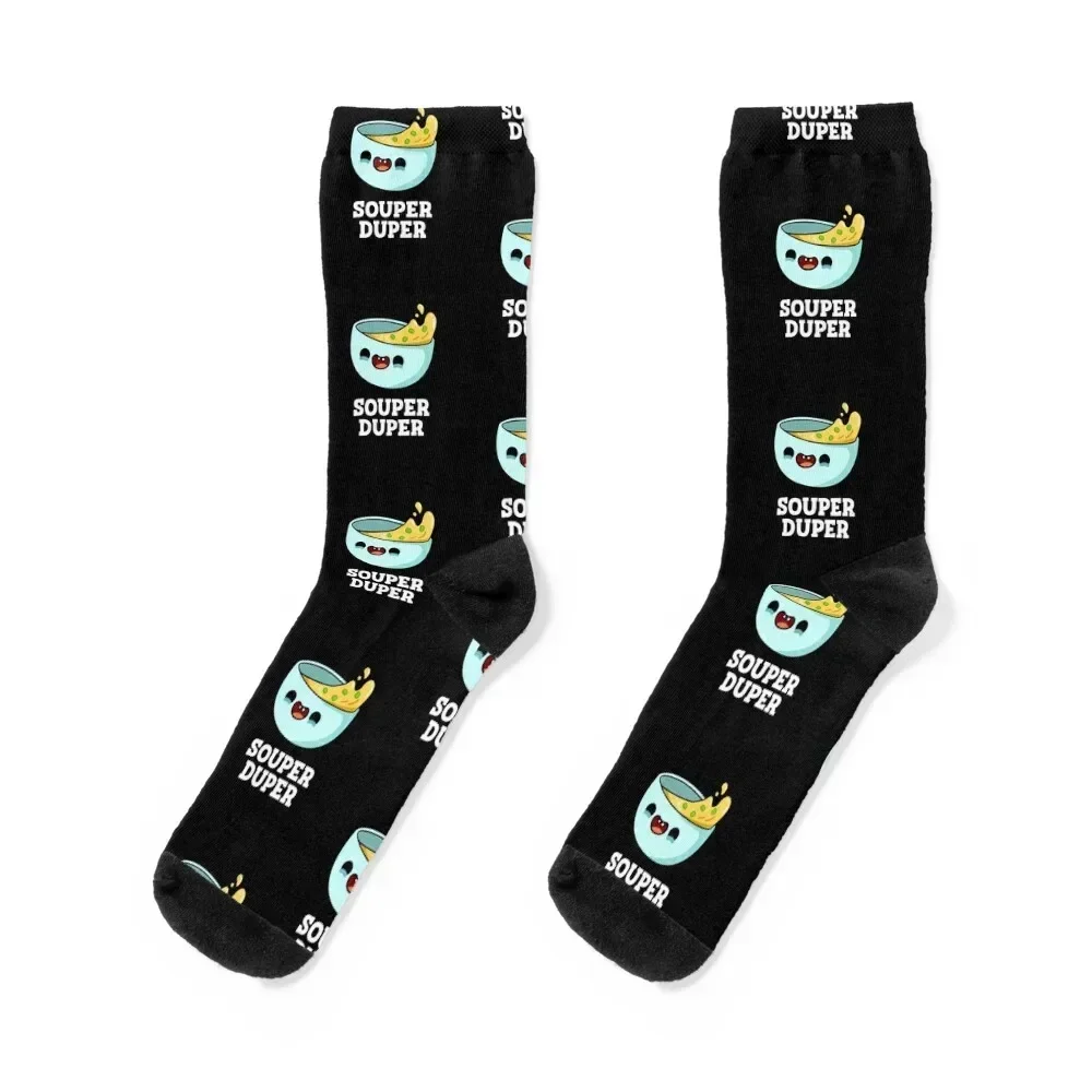 Souper Duper Funny Soup Puns (Dark BG) Socks custom sports crazy professional running Socks For Men Women's