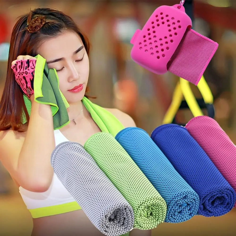 Secagem rápida ao ar livre resfriamento toalha de gelo portátil saco de silicone fitness toalha fria absorção de suor microfibra esportes toalha fria