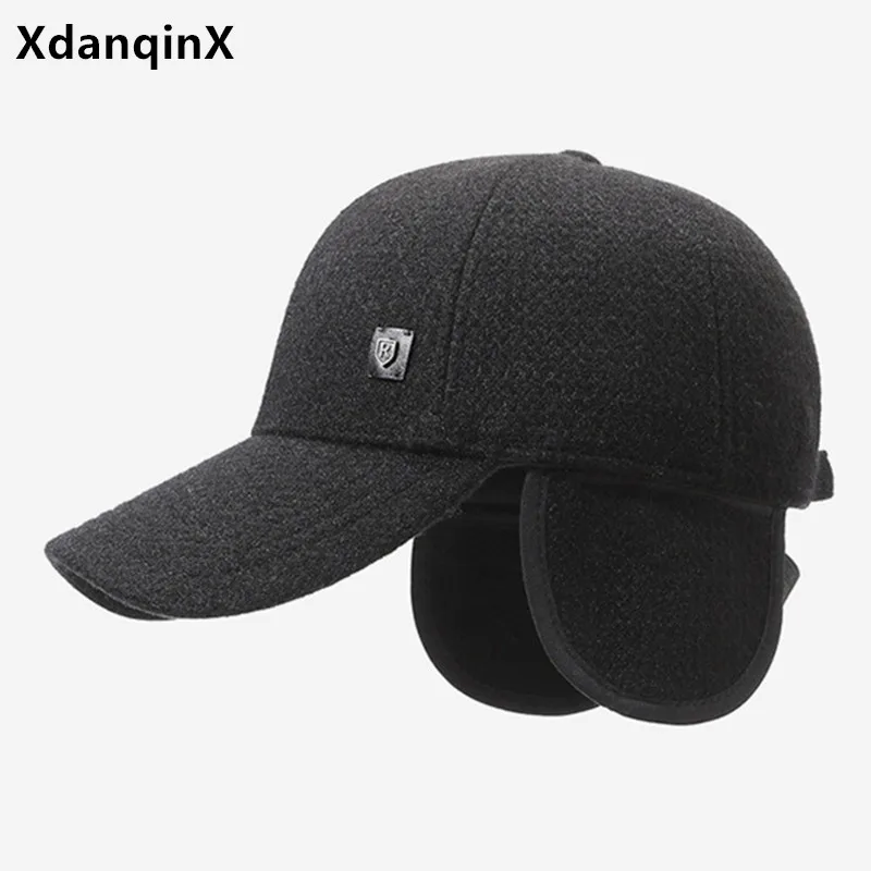 

New Winter Men's Cap Plush Thickened Coldproof Earmuffs Hats Warm Baseball Cap Golf Caps For Men Cycling Hat Gorras Snapback Cap