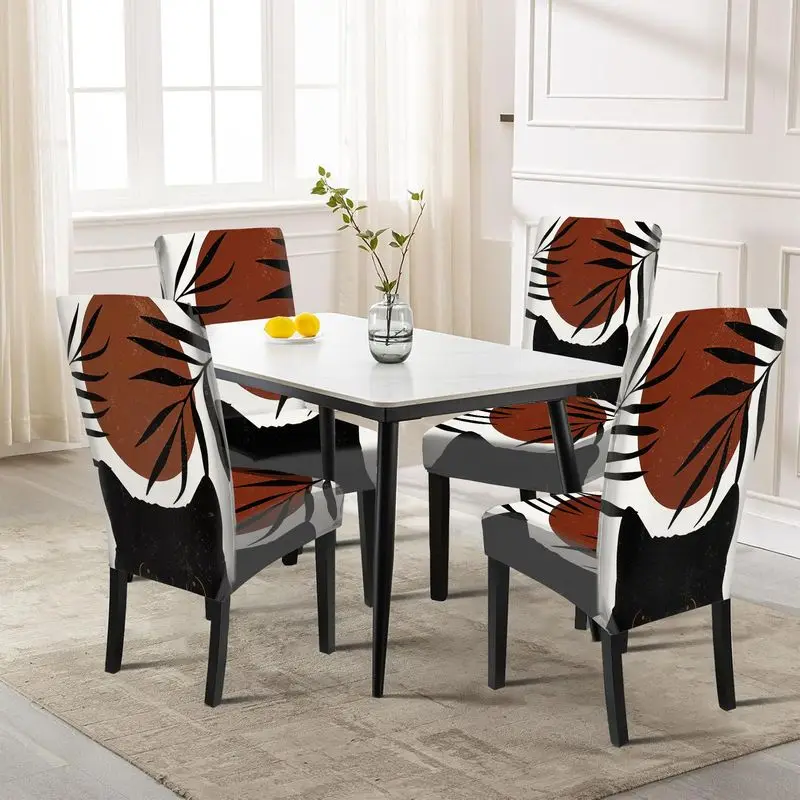 

Чехол для стула Parsons: современный минималистичный дизайн с узором черной кошки и растений, подходит для ресторанов, отелей, банкетов и домашнего использования.