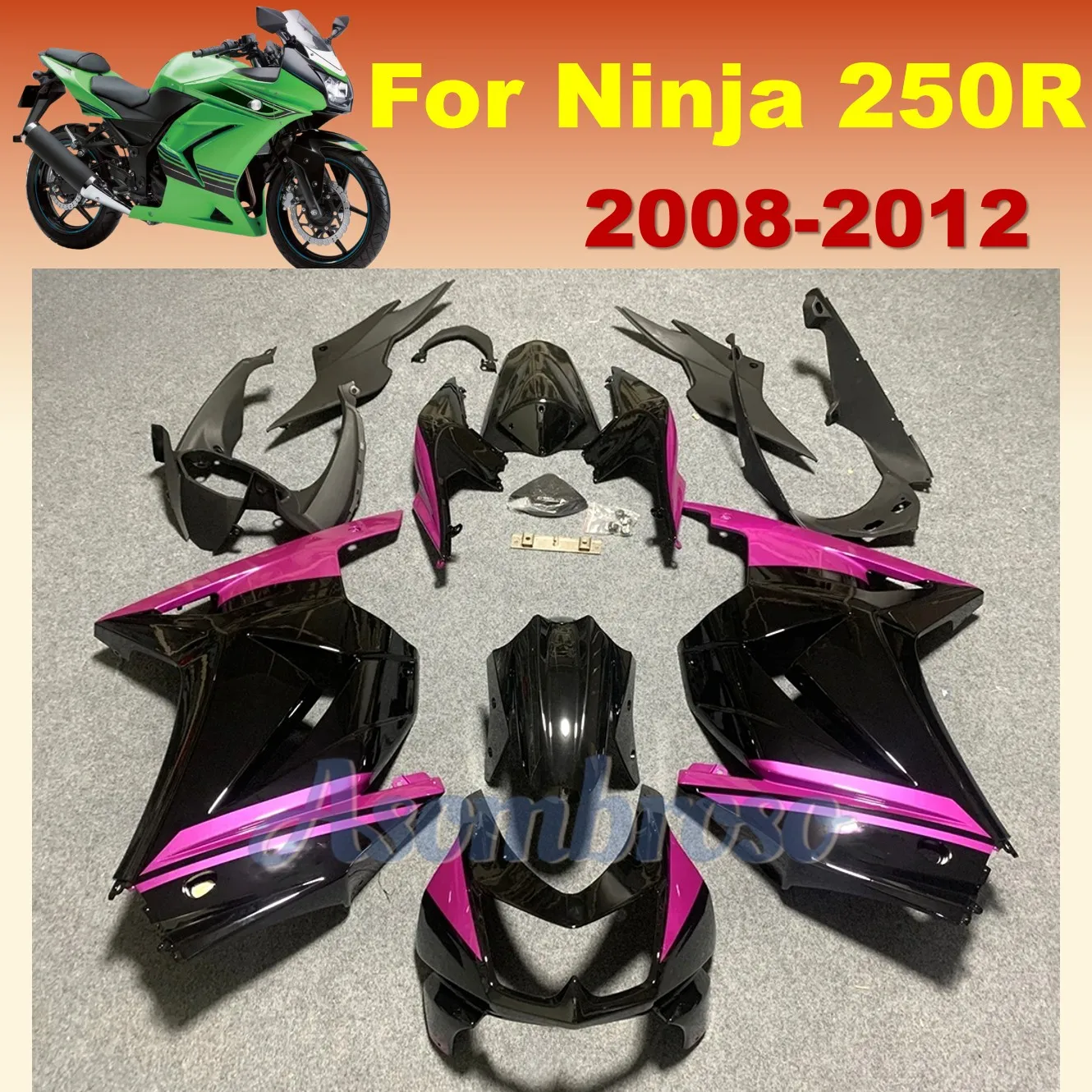 Fit for 2008 2009 2010 2012 NINJA250 Fairings kit EX250 08-12 Motorcycle Full Fairing purple black kit
