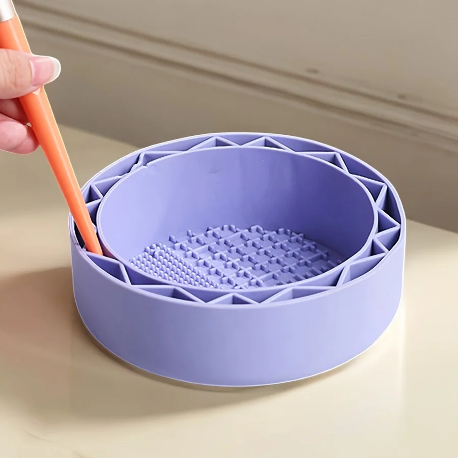 قطعة واحدة من فرشاة المكياج الناعمة متعددة الوظائف وعاء تنظيف إسفنجة التجميل، وسادة لتخزين أدوات التجميل، منظف فرشاة المكياج