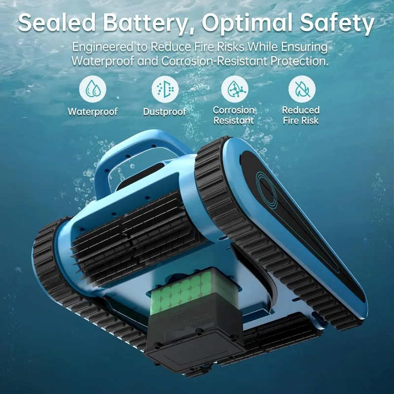 Cordless Pool Vacuum Above Ground Pool:NexTrend Automatic Robotic Pool Cleaner Wall Floor Waterline Cleaning 180W Power Suction