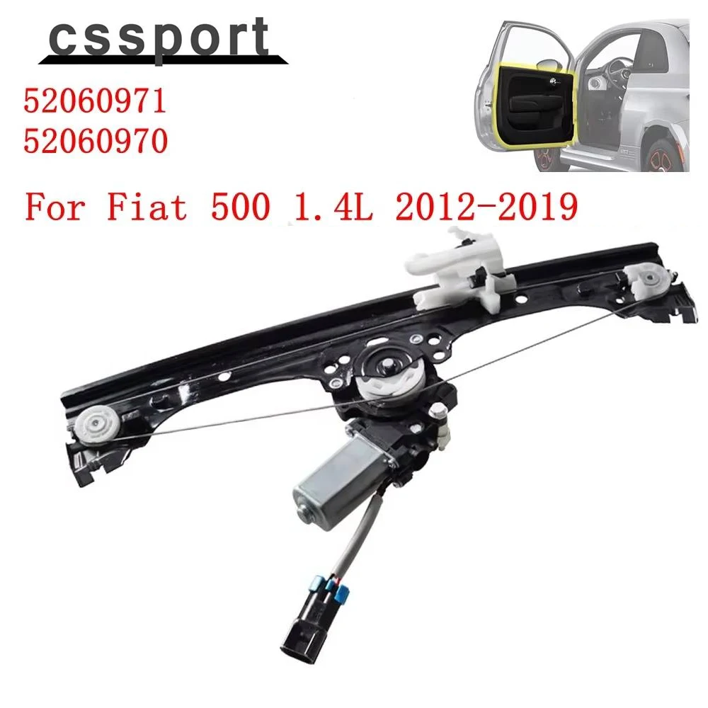 52060970 51876269 Black Car Window Front Left Driver Side 2pin Window Regulator Assembly With Motor For Fiat 500 1.4L 2012-2019