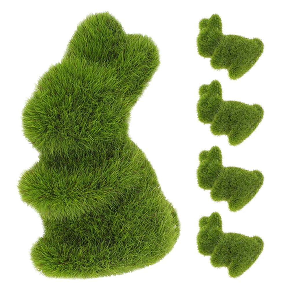 

5Pcs Easter Bunny Moss Rabbit Outdoor Garden Sculpture Decorative Yard Ornament Bunny Garden Statues Outdoor Rabbit
