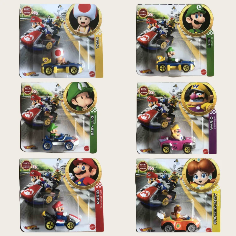 

Original Hot Wheels The Super Mario Bros Movie Kart Wario Luigi Plumber Van Koopa Troopa Toad Donkey Kong Cast Model Car Toy