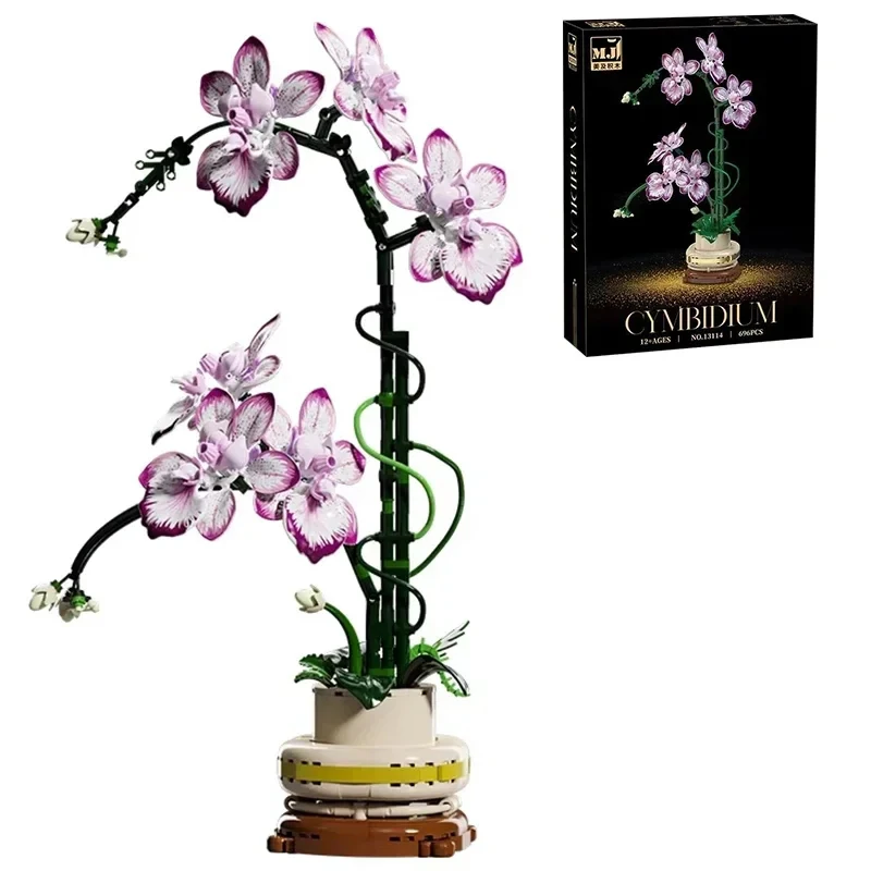 

696pcs Oncidium Building Blocks Creative Orchid pot Bonsai Desktop Decoration Flowers Potted Plant Bricks Toys Kids Adults Gifts