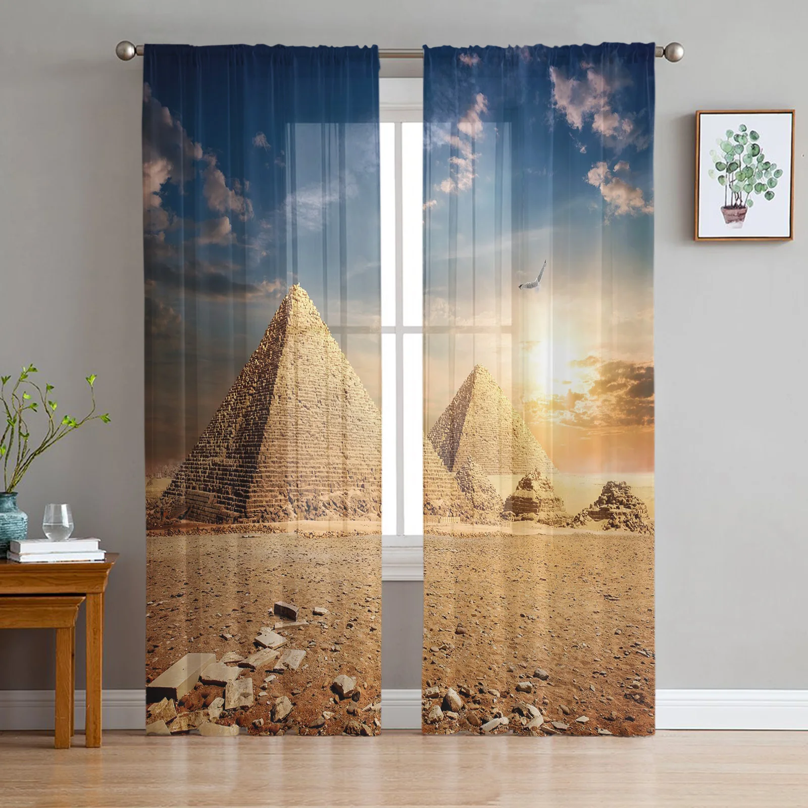 

Pyramid Asuka At Dusk Sheer Curtains For Living Room Window Transparent Voile Tulle Cortinas Drapes Home Decor