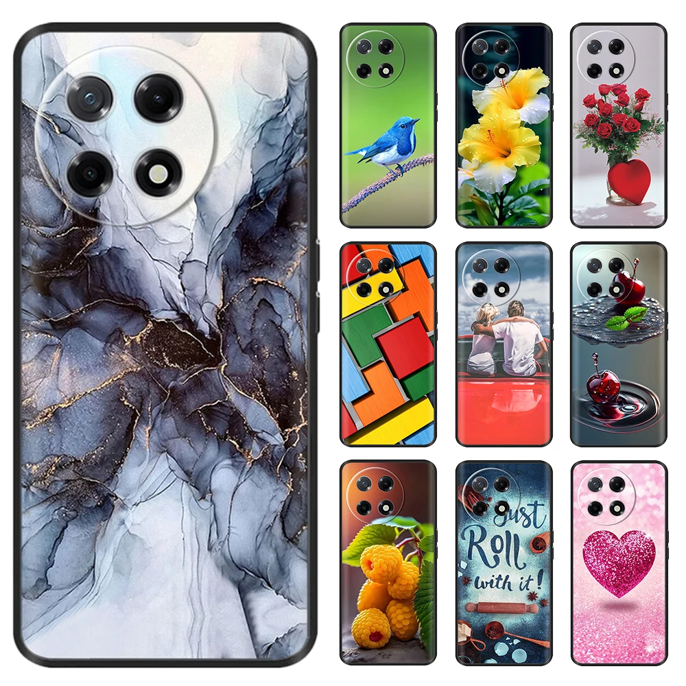 Black Silicone Case For Tecno Camon 30S Pro Cover Lovely Heart  Cute Painted Soft Bumper Coque For Tecno Camon30S Global Shell