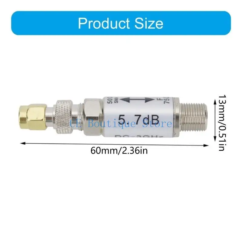 652F ترقيات محول المعاوقة 0 إلى 3GHz 50 75OHM SMA أنثى إلى F Male Connector