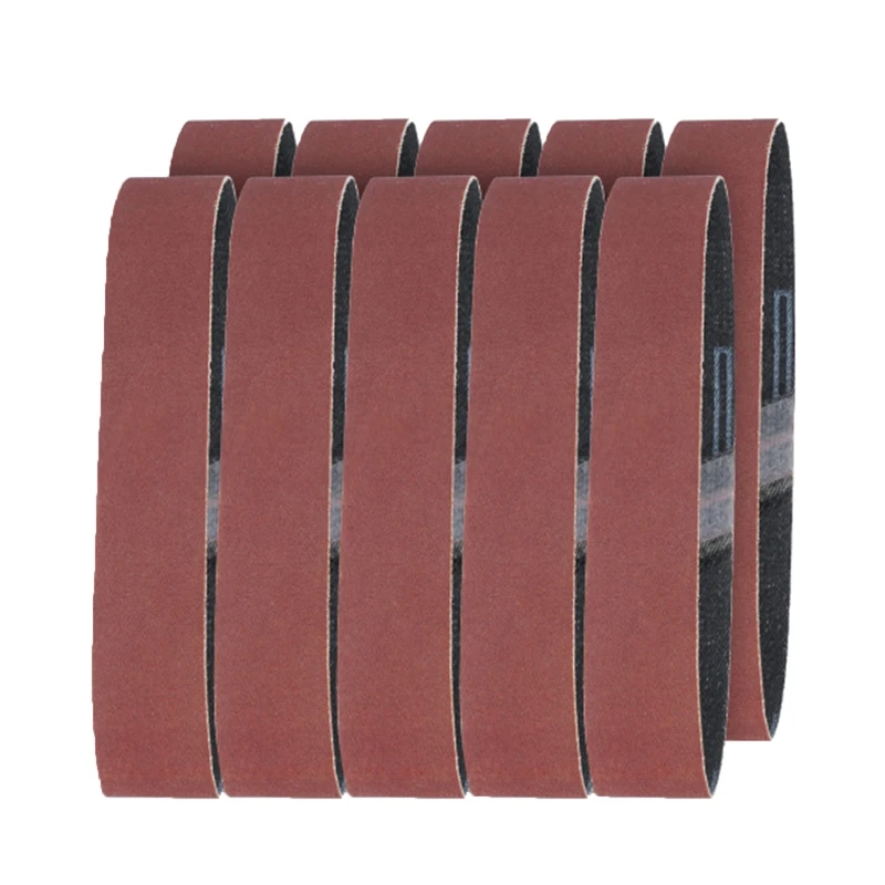 Q2Q4 10x/Set Sanding Belts 120/320/600 Grits Multifunctional Belt Sander 25x330mm for Wood Aluminium Fiberglass Rubber Metal