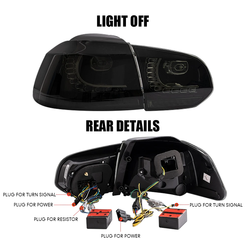 Zespół tylnego światła samochodowego do VW GOLF6 mk6 R20 2008-2013 Światło hamowania płynącej wody migotanie z kierunkowskazem — zdjęcie 5