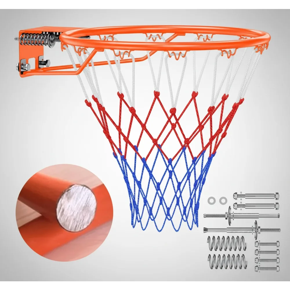 

18-дюймовый сверхпрочный стальной обод баскетбольного кольца с двойной пружиной, настенный монтаж для игр в помещении и на открытом воздухе