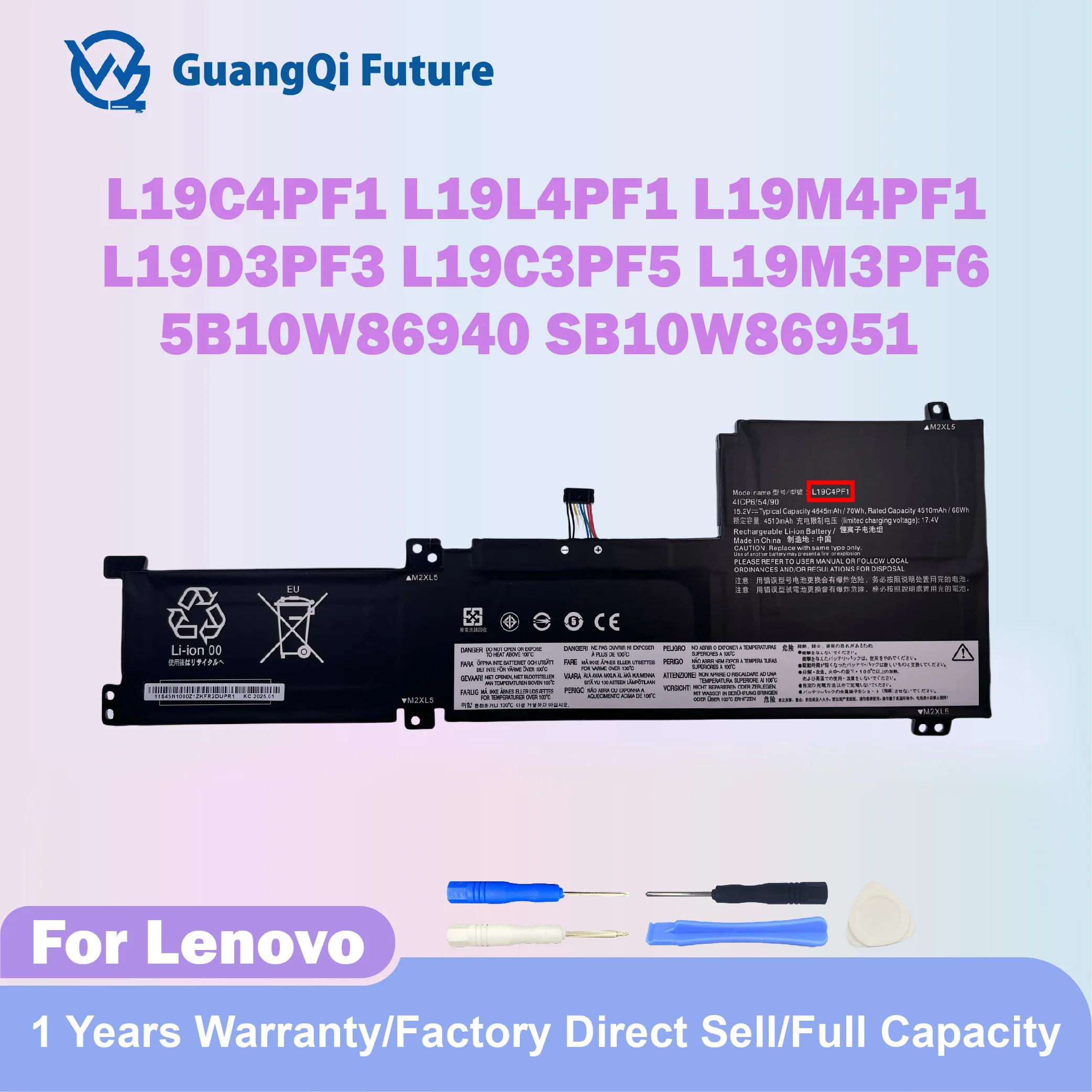 68Wh L19C4PF1 L19L4PF1 L19M4PF1 Laptop Battery for Lenovo Ideapad 5-15 5-15IIL05 5-15ARE05 5-15ITL05 5i Series L19D3PF3 L19C3PF5