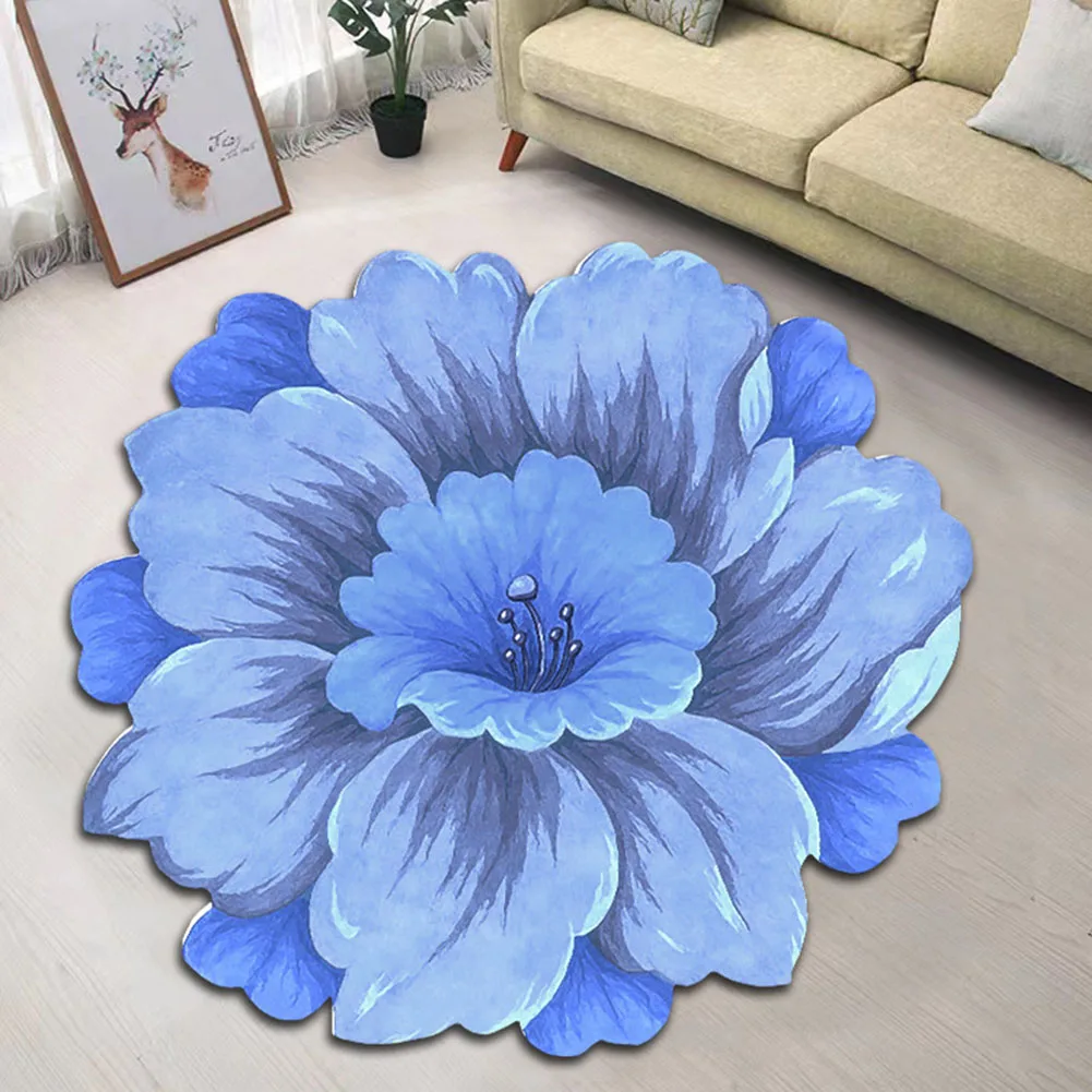 Simple Flower Shape Easy Care Living Room Carpet Large Area Nonslip Dirt Resistant Bedroom Rug Washable Household Absorbent Rugs