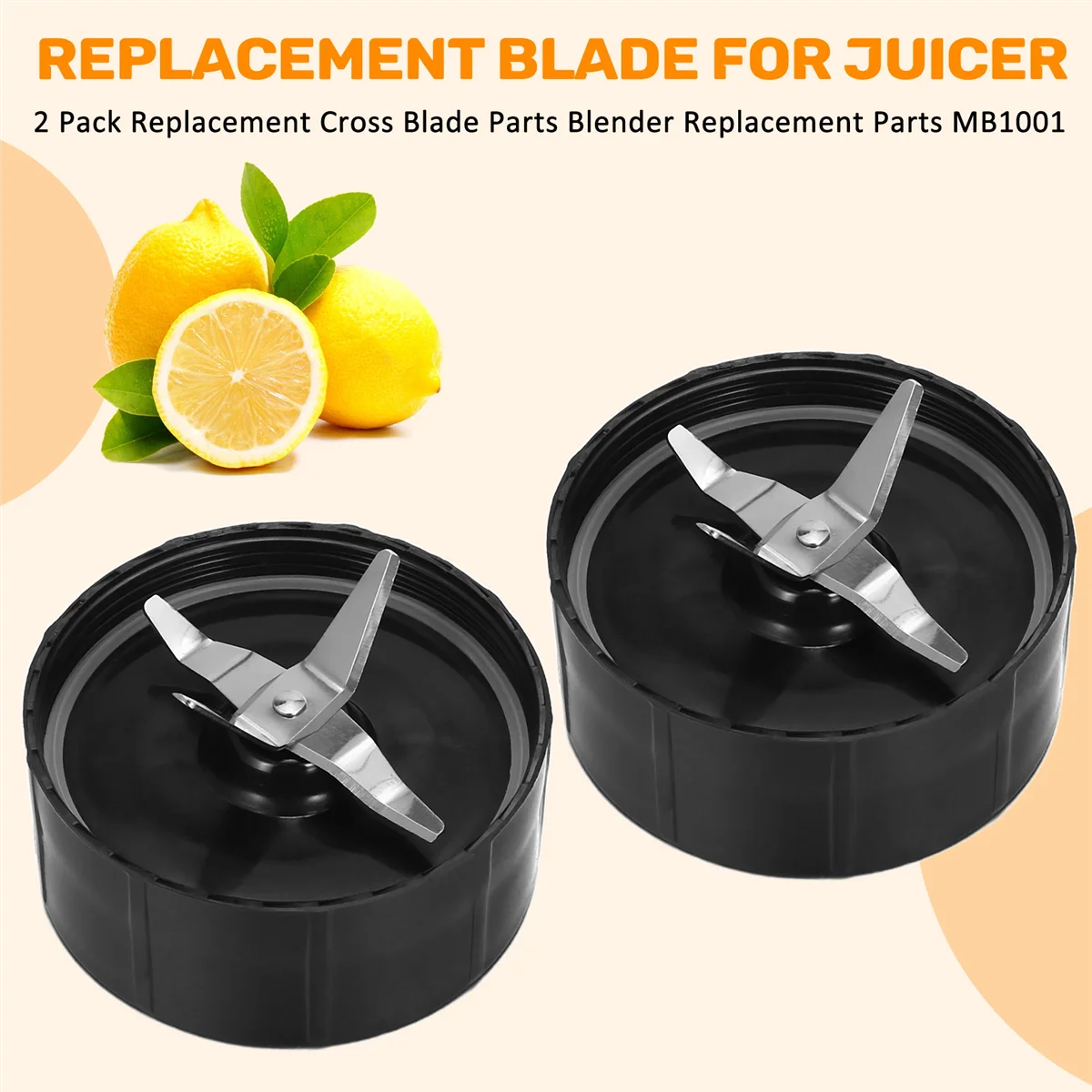 2 Pack Replacement Cross Blade Parts for Magic 250W Blender, Juicer and Mixer, Blender Replacement Parts MB1001N02R
