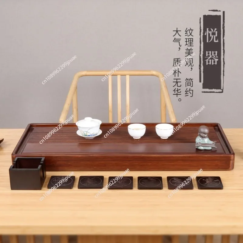 Dual Purpose Bamboo Kung Fu Tea Table With Storage Drain Integrated Household Water Flow Tea Tray For Tea Ceremony