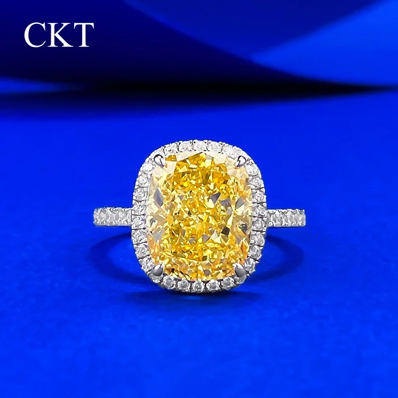 

CKT Citrine 9*11mm Moissanite Diamonds Gemstone Elegant 100% 925 Sterling Silver Fine Jewelry Ring for Women Anniversary Gifts