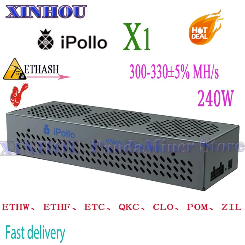 

IPollo X1 miner 300-330MH/s ±5% ASIC Machine Low Noise ETHW ETHF ETC QKC CLO POM ZIL mining