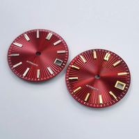 Peleus Bamboo 28.5MM Dial for NH35/34 MOD Cocktail Pattern Folding Fan Shape Vertical Stripes SKX MOD No Lume