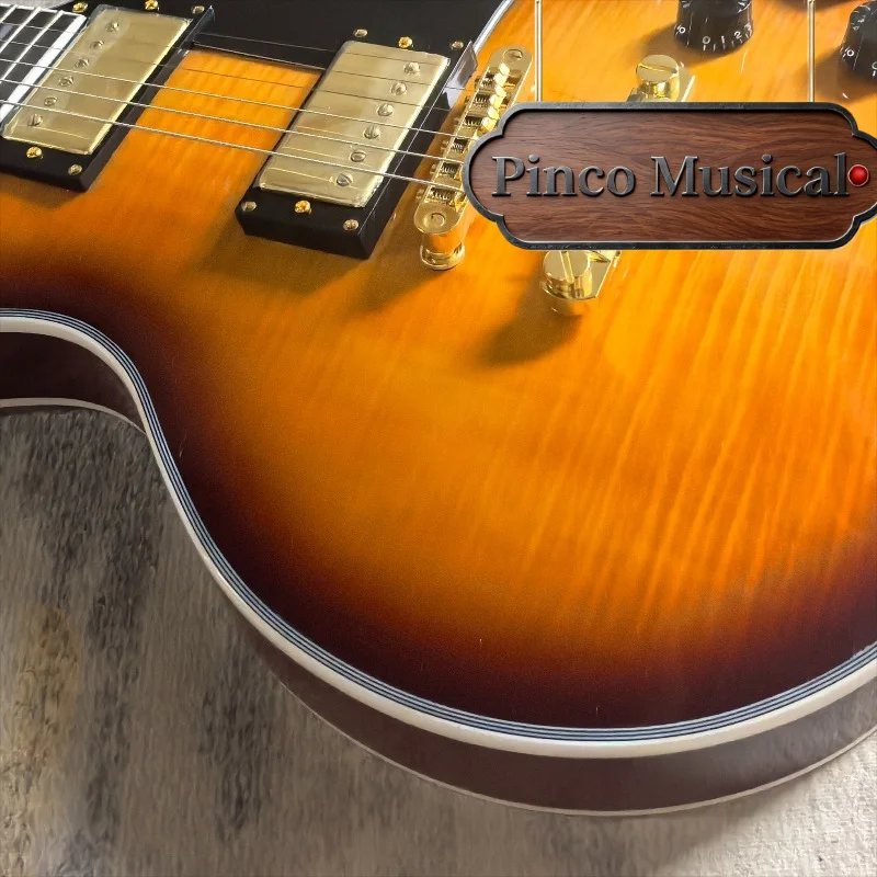 Sunburst Beast LPW Tiger‑Flame‑Top Electric Guitar HH Sealed Pickups Band Live‑Show Guitar Advanced‑Play