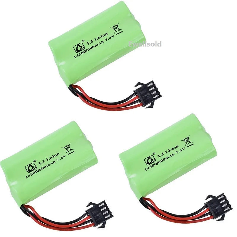 14500 Lipo battery SM-4P Plug 7.4V 600mah/7.4V USB charger for remote control helicopter boat car model water bullet guns parts