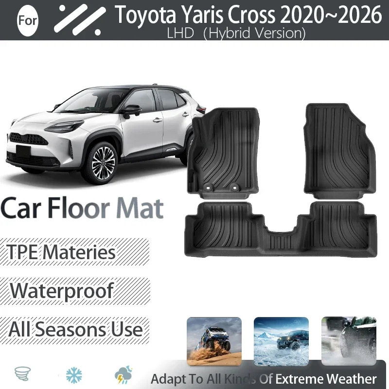 Car Floor Mat For Toyota Yaris Cross Hybrid XP210 2020-2026 Waterproof Pad Left Hand Driver Foot Carpet Footpad Auto Accessories