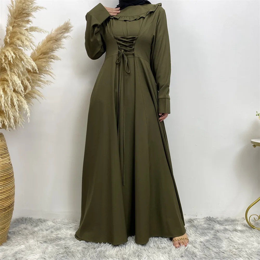 Long-sleeved Muslim Dress Middle East Thick A-line Skirt with Large Hem Dresses for Women Evening Party Dress Islamic Clothing