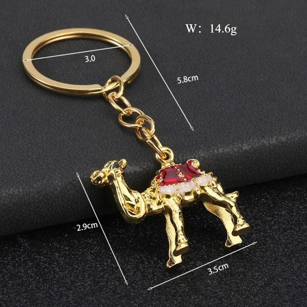 Neuer 3D Wüstenkamel-Schlüsselanhänger Bunter Kristall-Metall-Rucksack Auto-Personalisierung Schlüsselring Schmuck Paar-Accessoires Deko-Geschenke – Detail 4